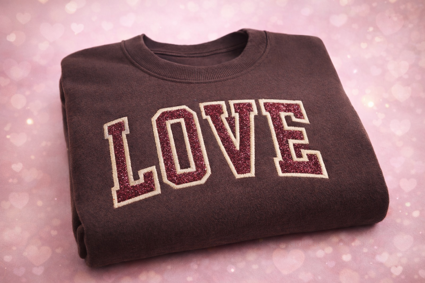 LOVE embroidered glitter crewneck