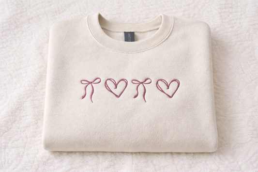 Bows n Hearts embroidered crewneck